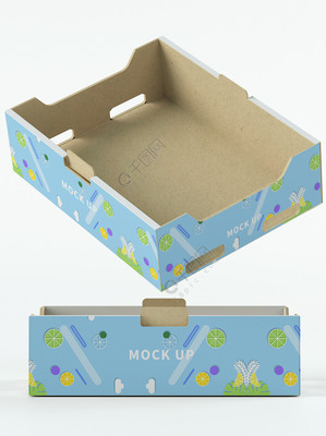 原創(chuàng)3D蔬菜水果托盤紙盒樣機(jī) 中秋佳節(jié)綠色禮品包裝新趨勢